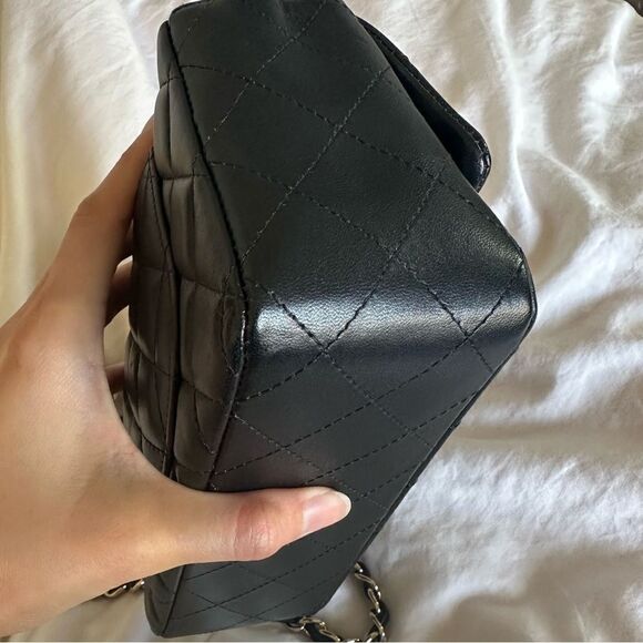 Chanel Black Lambskin Leather Mini Classic Rectangular Flap Light Gold Hardware - Picture 7 of 16